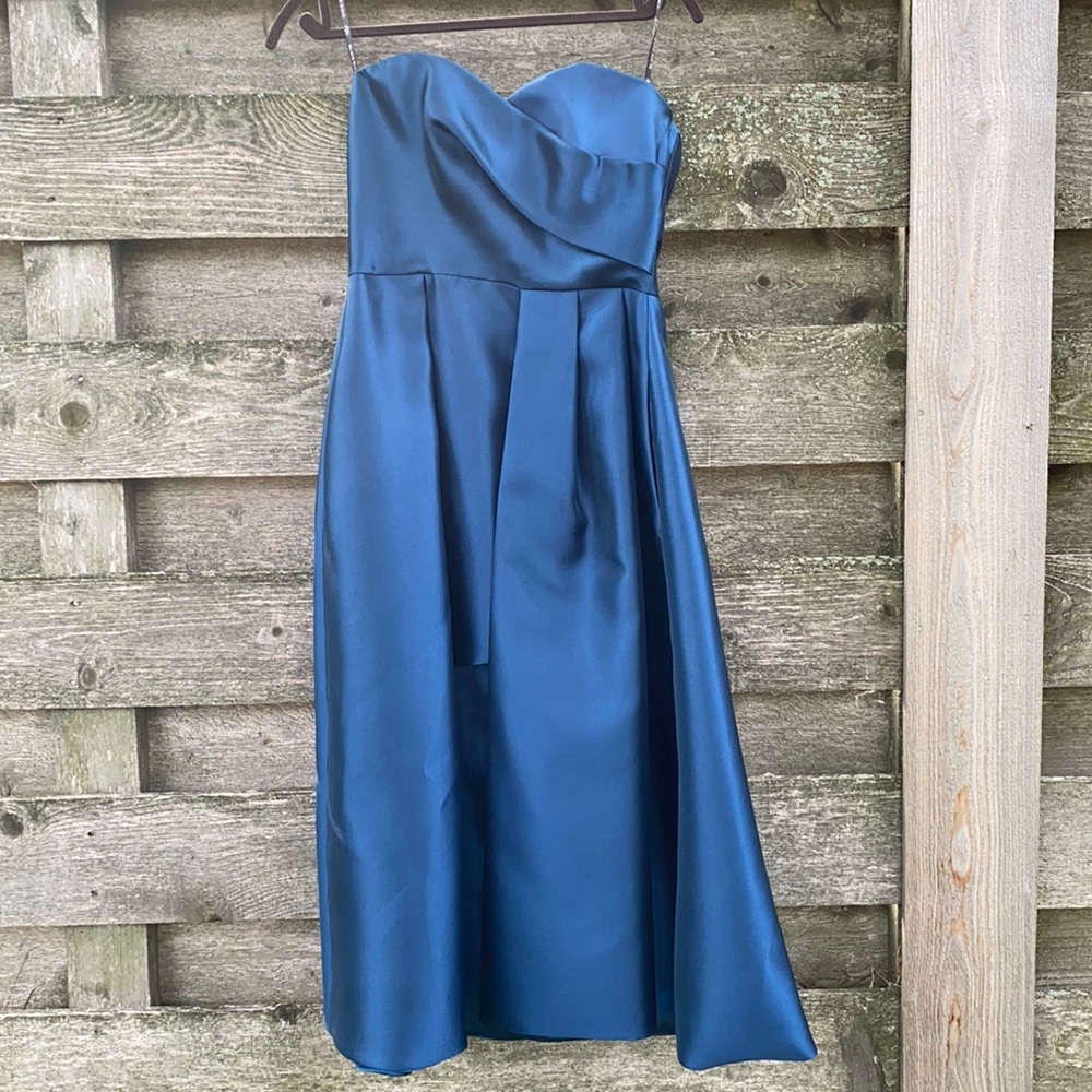 Black Halo Blue Strapless Prom Dress